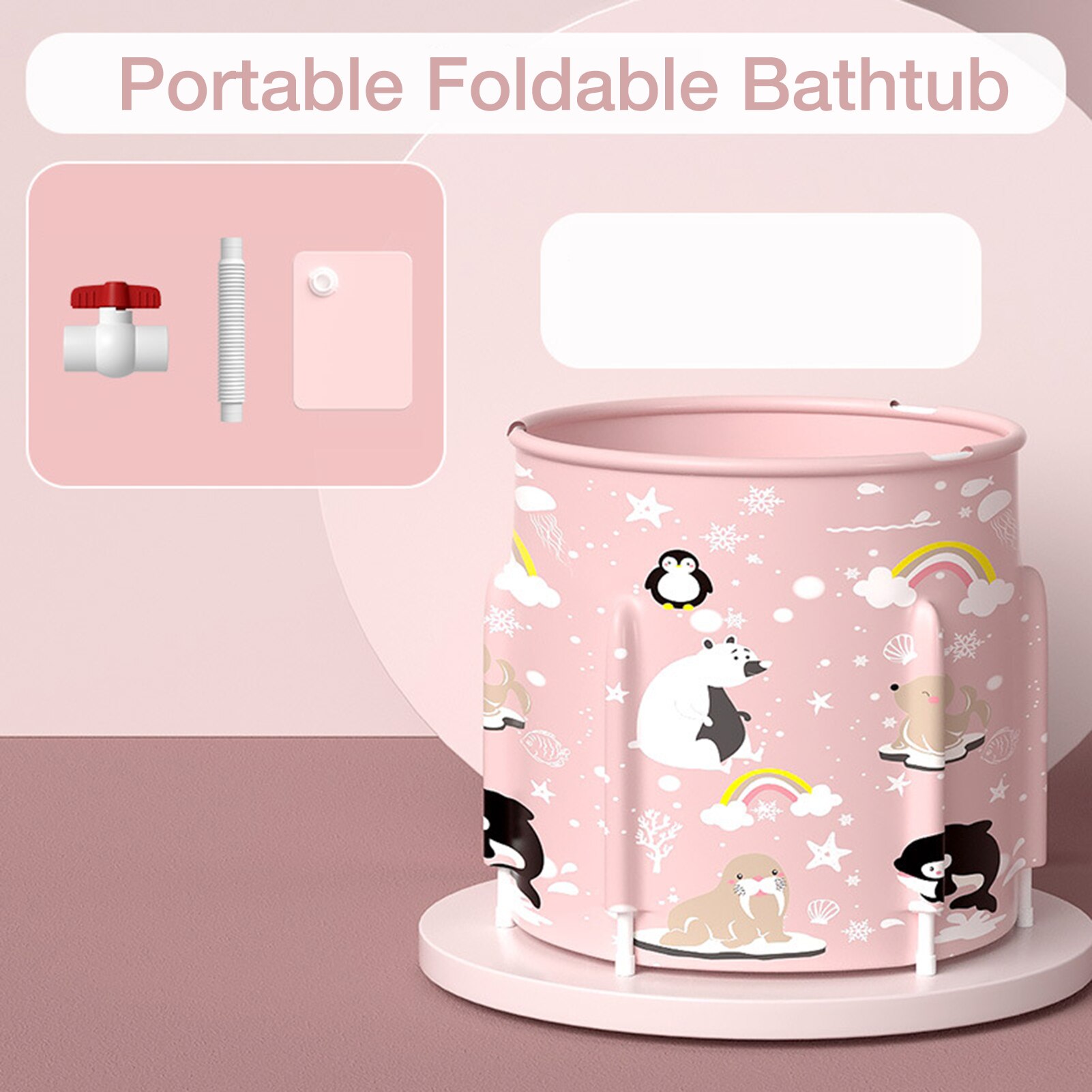 Portable Foldable Bathtub Family Bathtub Children's Pool Spa Sauna Bathtub Standing Bath Barrel Drain Folding Bath Tub