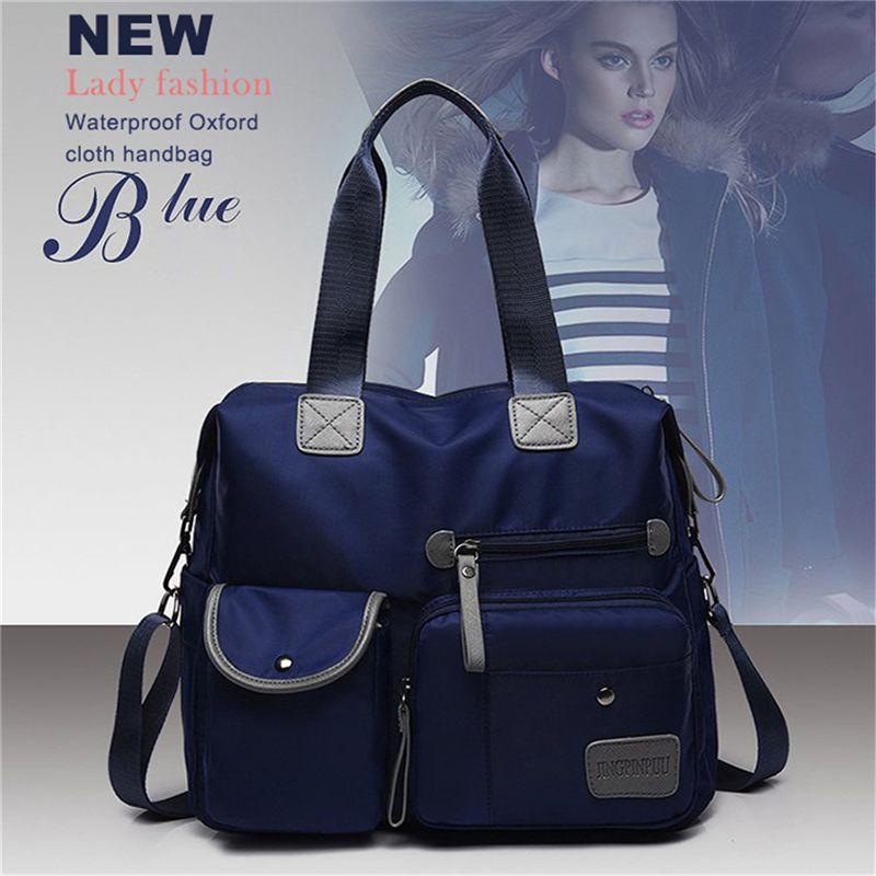 sac fourre-tout imperméable à l'eau Oxford pour femme sac à bandoulière en Nylon décontracté sac momie sac en toile de grande capacité: Blue