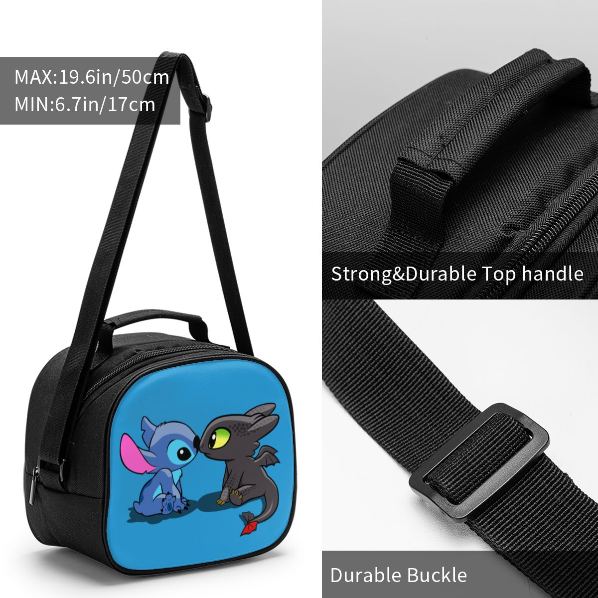 lovely Stitch Canvas Portable Cooler Lunch Bag Thermal Insulated Food Picnic Lunch Box Bag for students Kids children