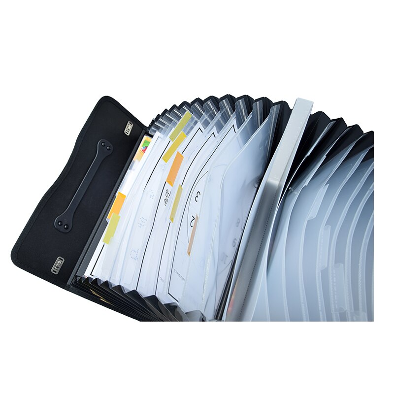 Plastic 27 Pockets Carry Case A4 Document Organizer Self Standing Accordion File Box with Handle Expandable Wallet Briefcase
