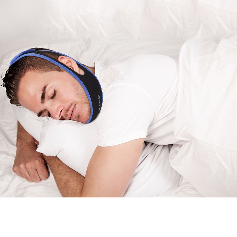 U-Kiss Anti Snoring Snore Stopper Chin Jaw Strap Supporter Sleep Improving Belt Brace Adjustable Black & Blue Soft Material