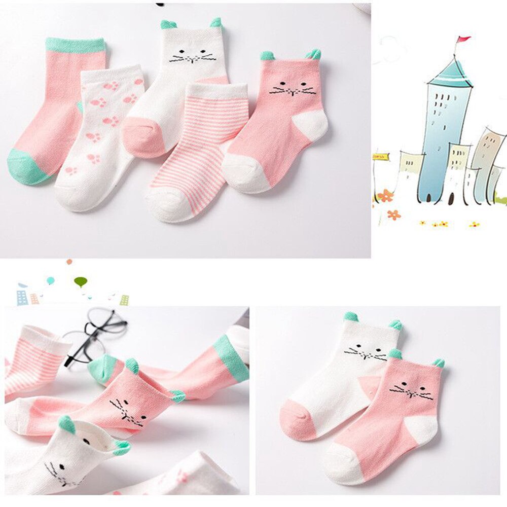 Sanlutoz Baby Jongens Meisjes Sokken Katoenen Baby Korte Sokken Leuke Zachte (1 Set 5 Pairs)