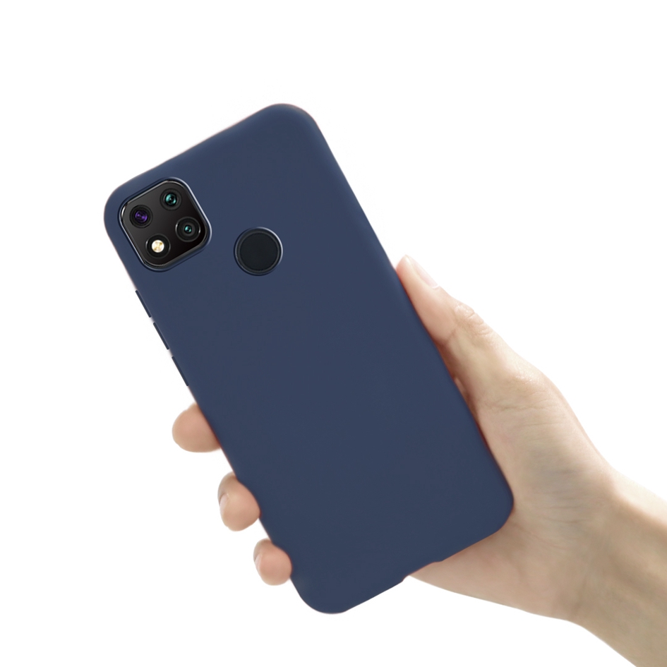 Para Xiaomi Redmi 9C NFC 10A 10C silicona caramelo TPU funda de teléfono Simple para Redmi 10C 9A 10A 9C nfc Fundas: Cuero genuino / Azul marino