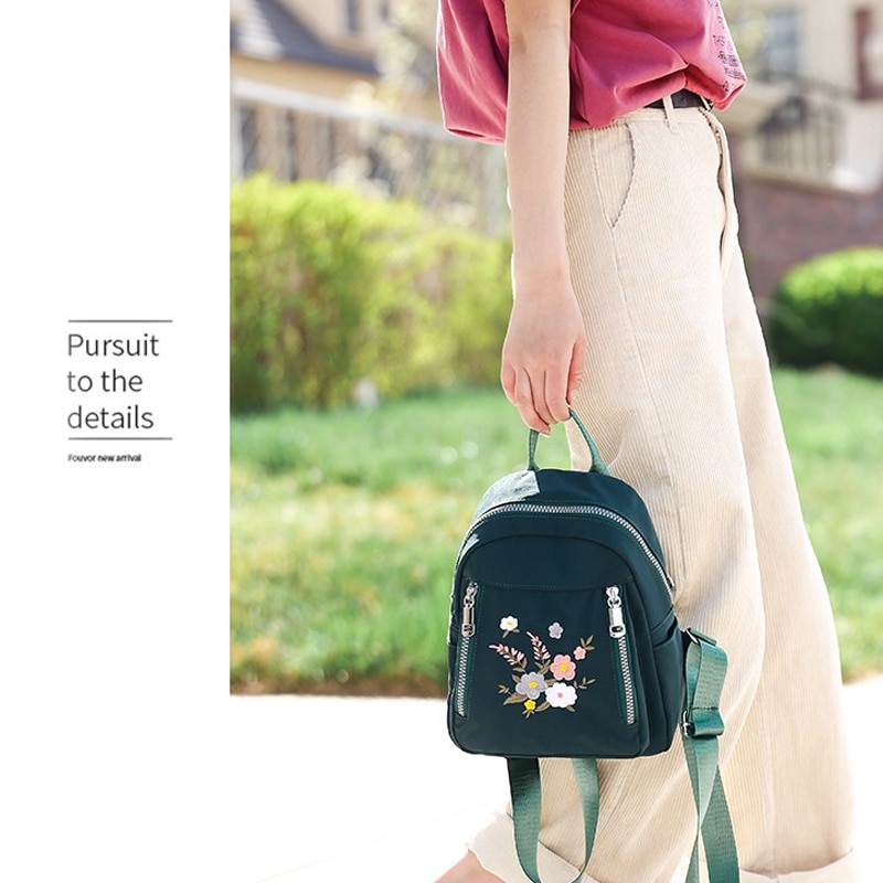 Koreaanse Stijl Borduurwerk Bloemen Vrouwen Rugzak Casual Blauw Kleine Rugzakken Voor Meisjes Oxford Rugzak Reizen Mochila Feminina Tas