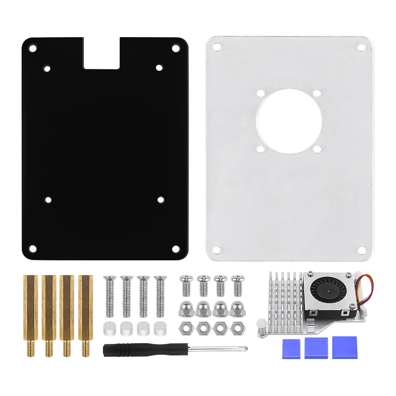 Raspberry Pi 5 Acrylic Case Transparent Shell with PWN Cooling Fan Stackable Plate Case for RPI 5 Pi5 Cluster DIY Electronic: black