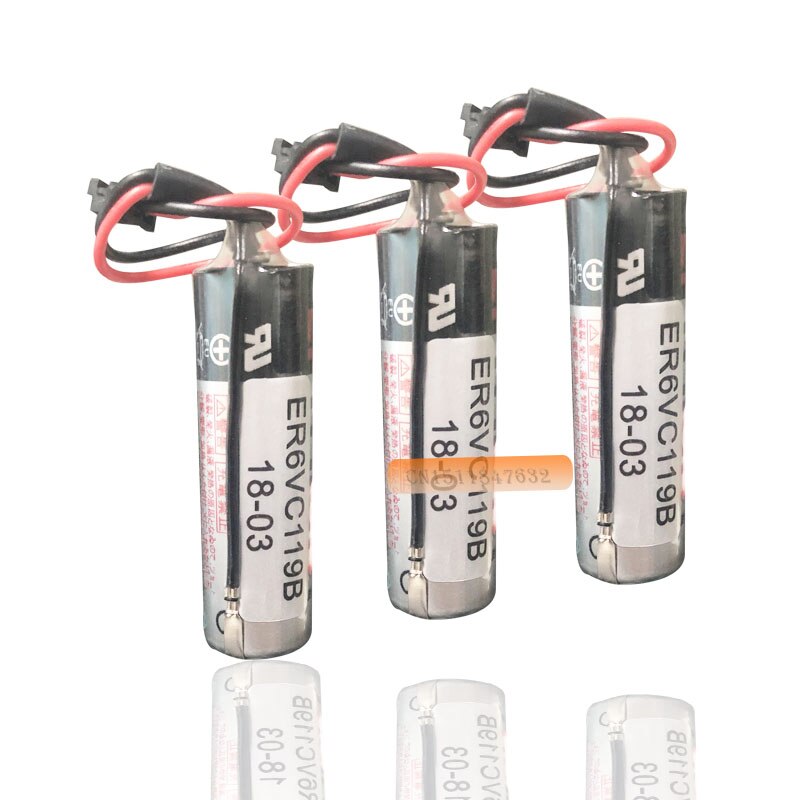 2 pz/lotto 100% Nuovo Originale Per TOSHIBA ER6V ER6VC119B 3.6V 2000mAh PLC Batteria Con Il Nero Spina Libera Il Trasporto