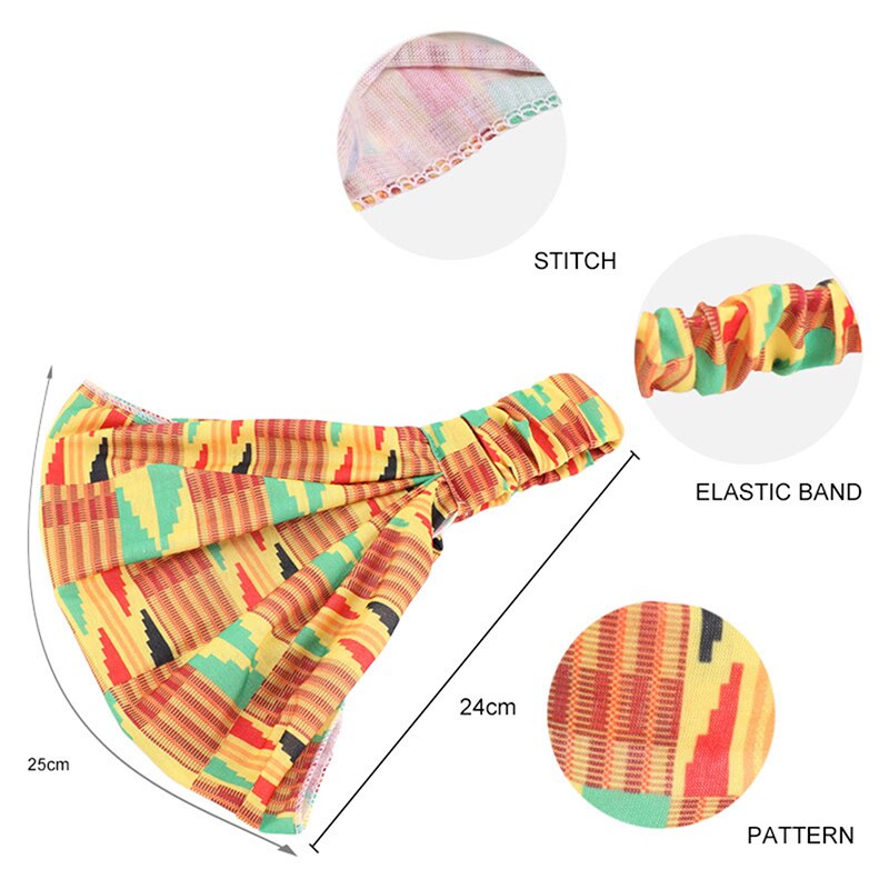 Afrikansk print stretch bomulds hovedbånd til kvinder elastisk hovedbeklædning turban hoved tørklæde damer bandage hoved wrap hår tilbehør