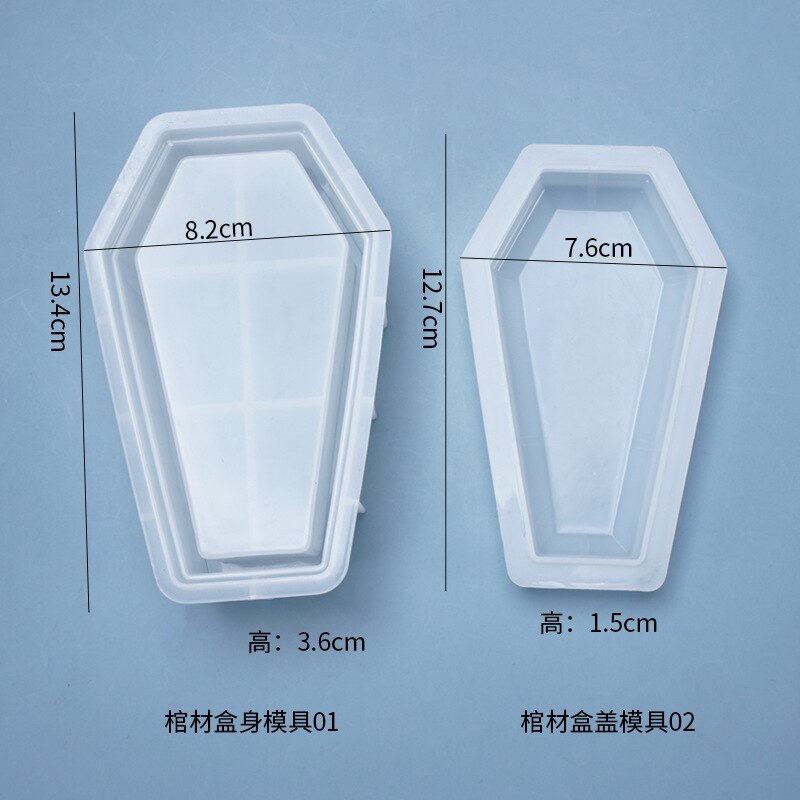 Diy cristal caixão molde de silicone contendo caixa de armazenamento de jóias moldes de silicone para resina jóias fazendo molde de fundição artesanal