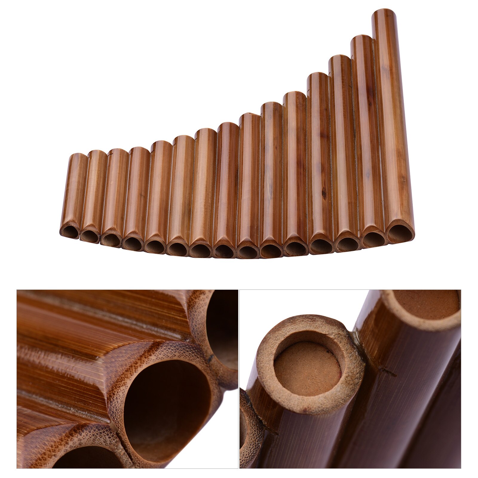 Muslady pan fløyte 15 pipes naturlig bambus blåseinstrument panpipe g nøkkel panpipe kinesisk tradisjonelt treblåseinstrument med pose