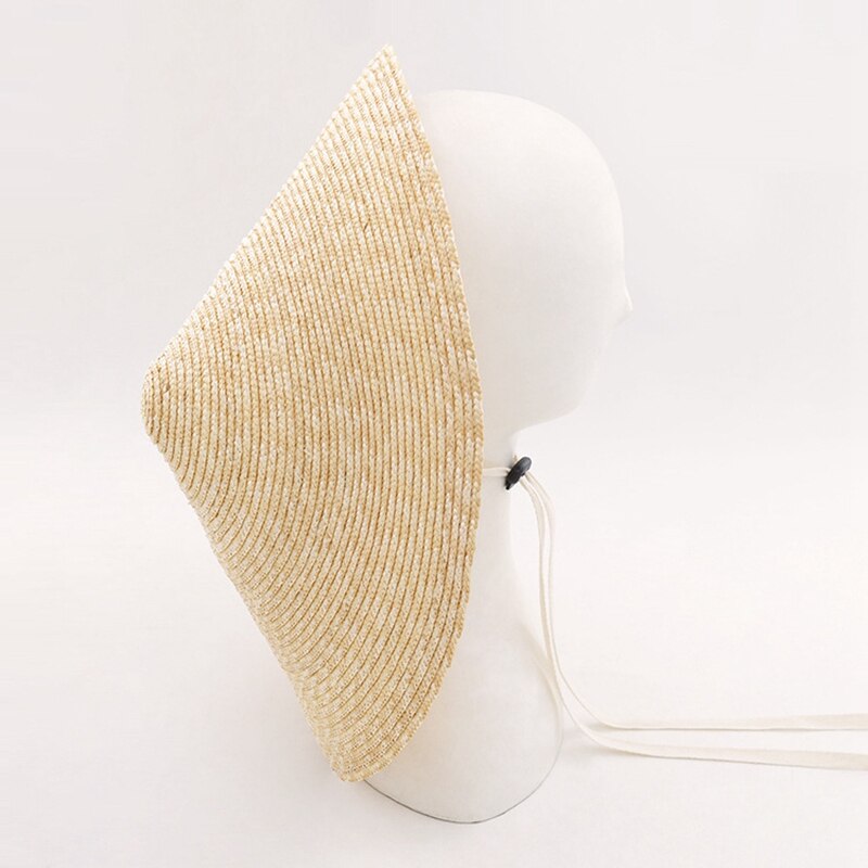 Large Brim Conical Natural Color Bamboo Rain Straw Sun Hat Female Women Funny Cylindrical Steeple-Crown Cap