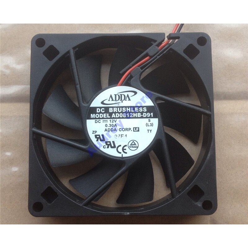 Adda AD0812HB-D91 8015 DC12V 0.3A 3.6W 2 Pin Cooling Fan 4000 Rpm 40CFM Air Blower