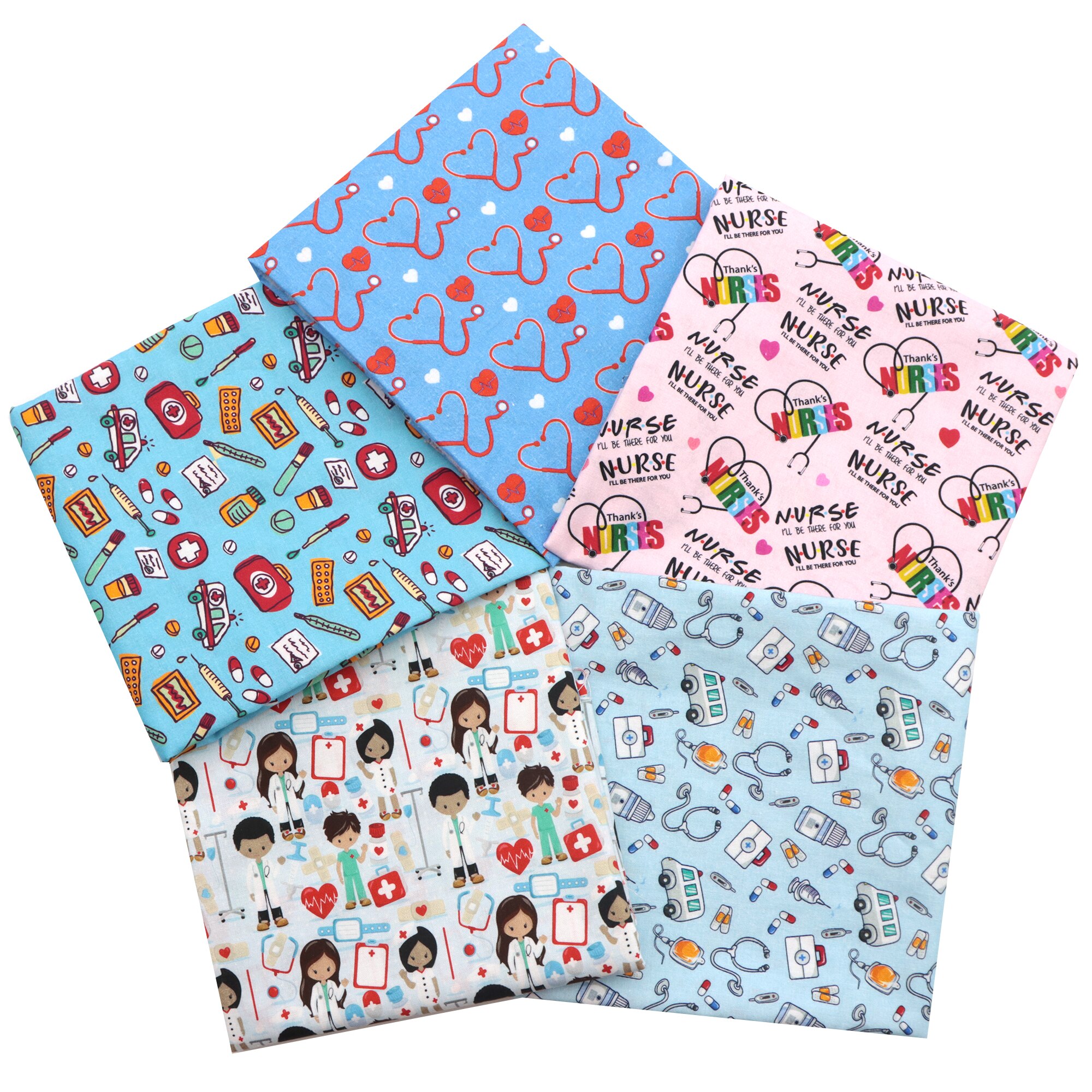 50*140cm 5Entwürfe/einstellen Krankenschwester Gedruckt 100% Baumwolle Stoff NäHenne Kleidungsstück Kleidung Quilten Patchwork Stoff Tilda puppe, 1Yc12650