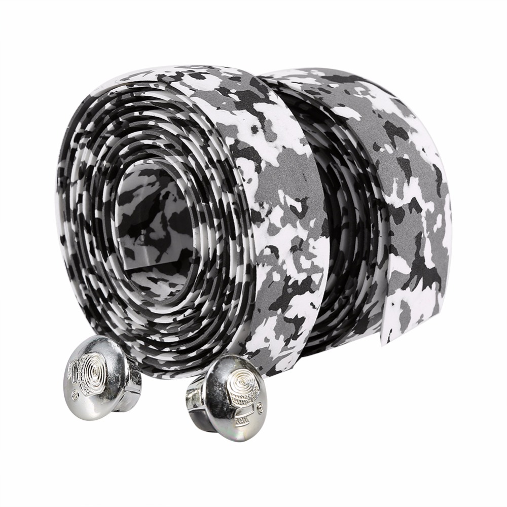 2 stk cykelbandagetape mouantain landevejscykel cykelstyrtape camouflage cykelhåndtag bælte kork wrap med stangpropper