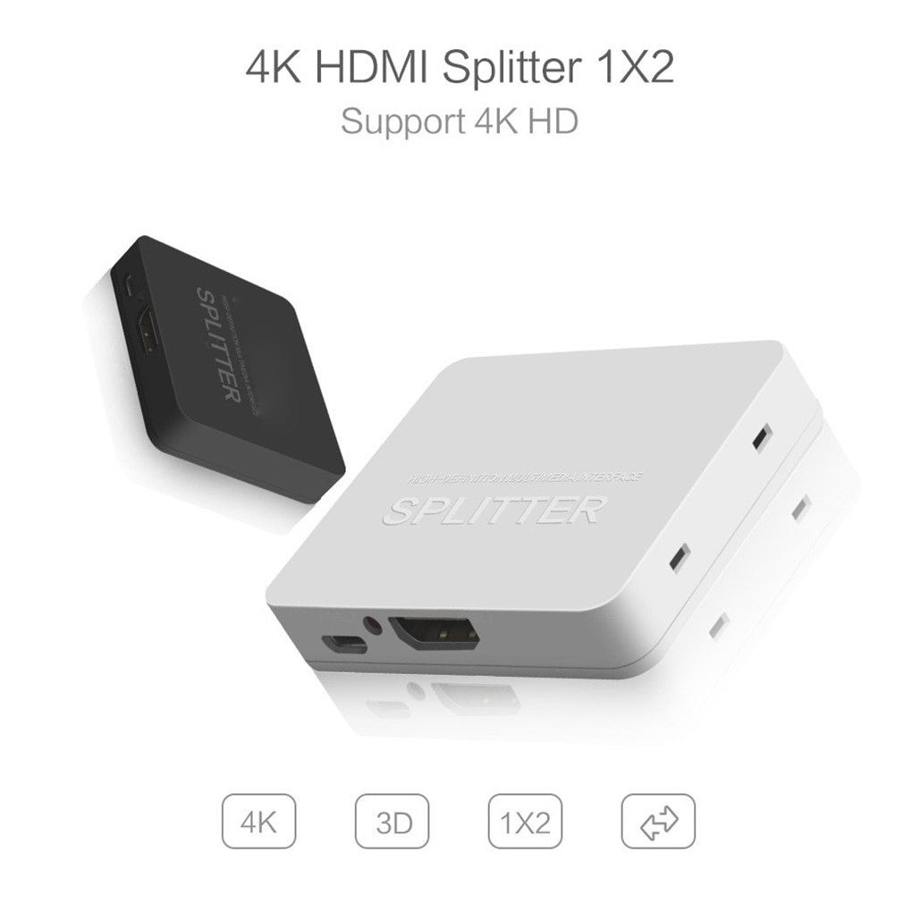 4K Splitter Full HD 1080p 4K Splitter 1 in 2 Out HD Amplifier Signal Distributor Divisor Switcher Amplifier Dual Display