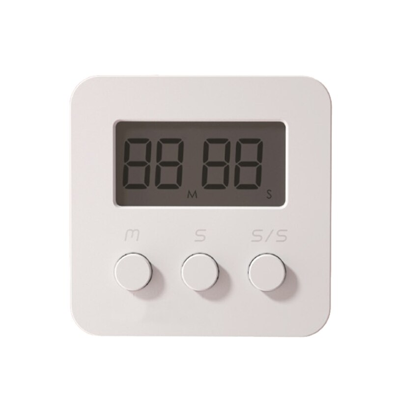 Minimalist Square Digital Kitchen Timer Countdown Time Management Alarm Clock: Card White