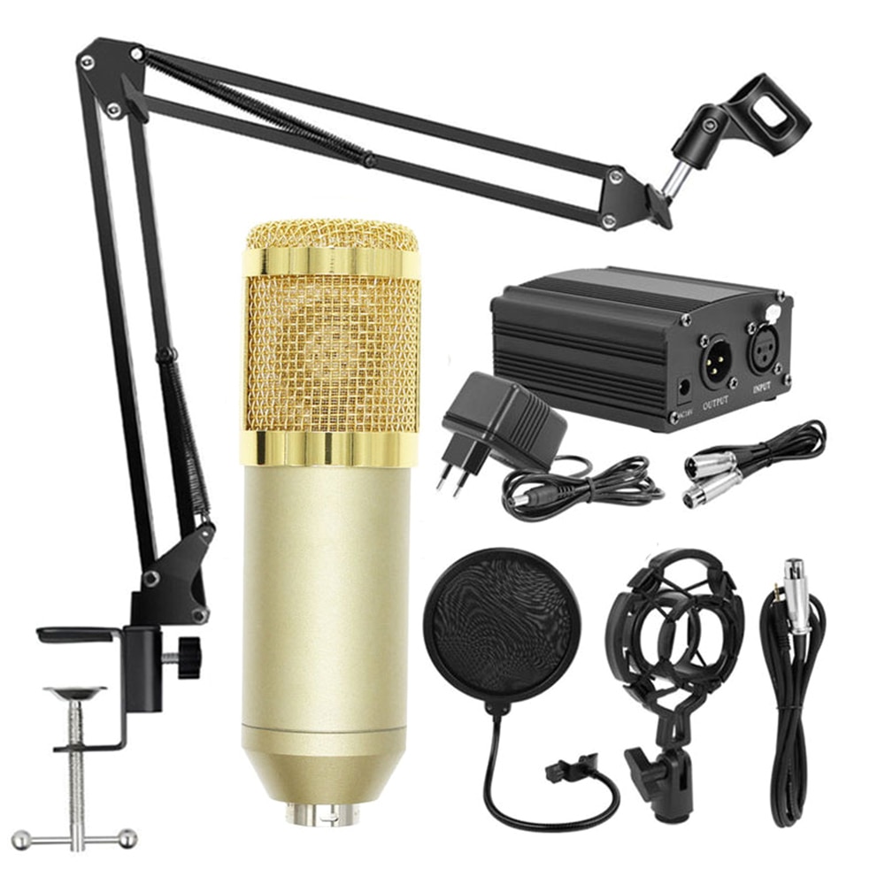 BM800 Professionele Microfoon Kit Mobiele Telefoon Broadcasting Recording Condensator Microfoon Set Met 48V Voeding Apparaat