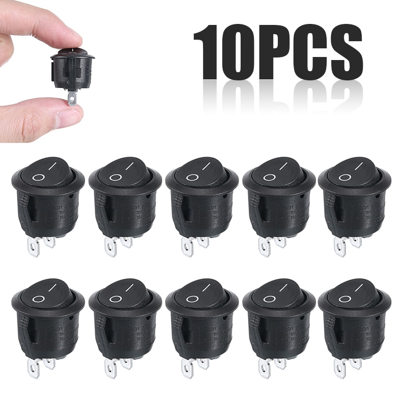 10 st 2 -stifts rund vippströmbrytare 12v ac 250v 6a led-belysta strömbrytare universal för bilbåt skåpbil instrumentbräda