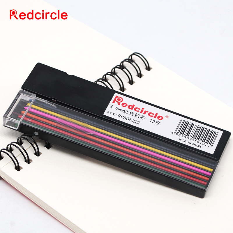 12 Roots/Box REDCIRCLE Mechanical Pencil Lead 2.0mm Not Easy Break 2.0 Lead Refill Colors Art School Drawing Stationery