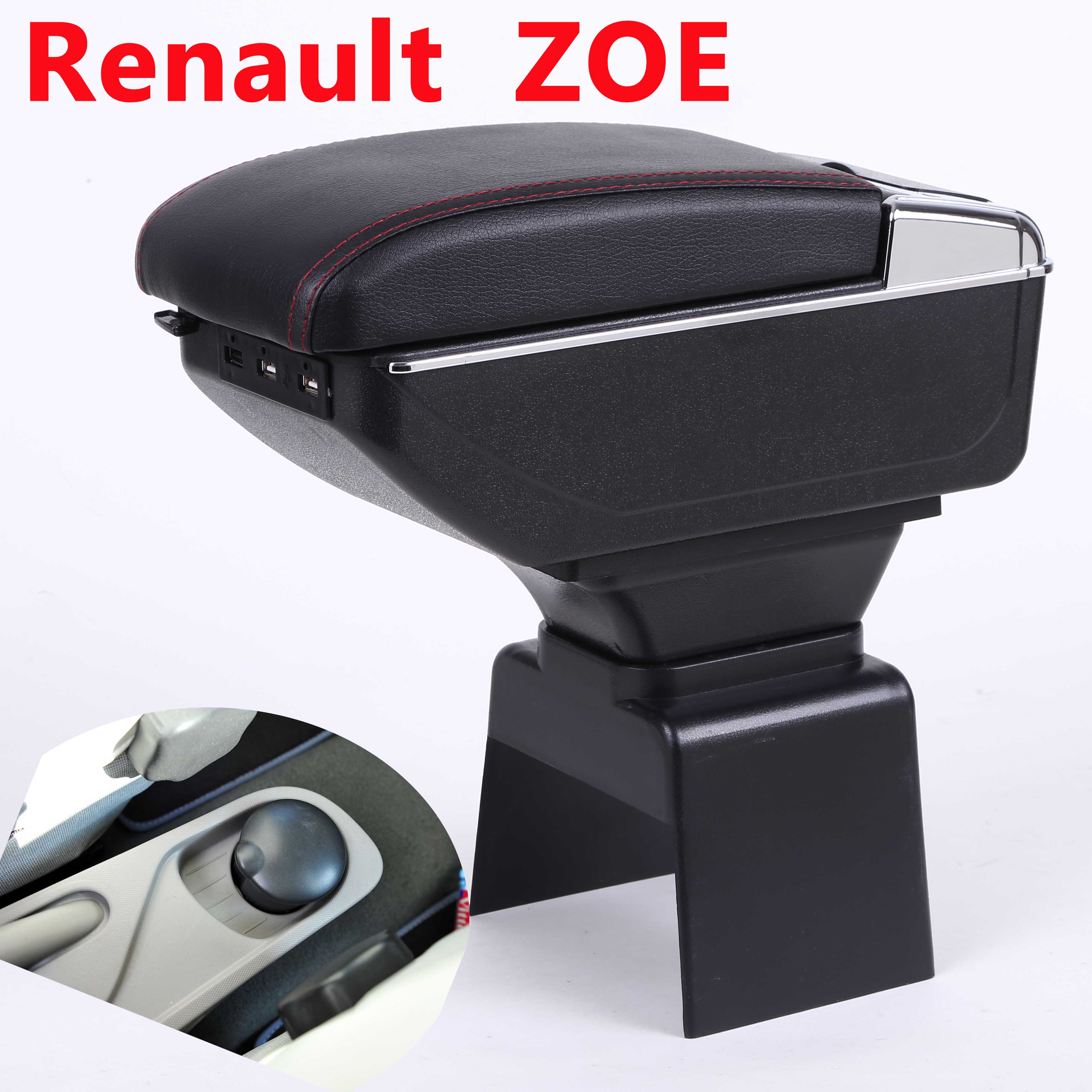 for Renault zoe armrest box universal car center console caja modification accessories double raised with USB