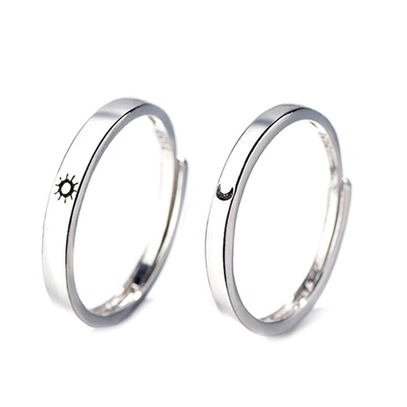 Sol og måne elsker par ringe sæt simple mænd kvinder ring forlovelse bryllup smykker: Default Title