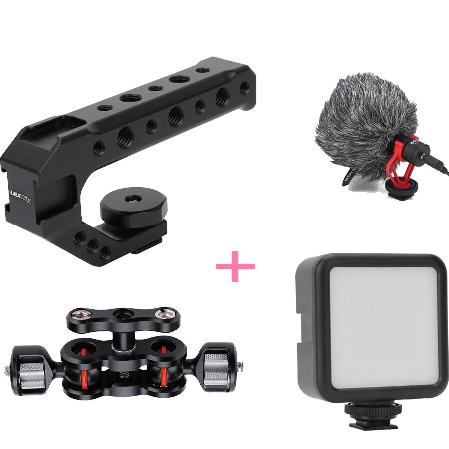 UURIG R005 Universal DSLR Camera Rig Hand Grip Camera Top Handle Cold Shoe Mount 1/4''&3/8'' Holes Aluminum Alloy Camera Handle