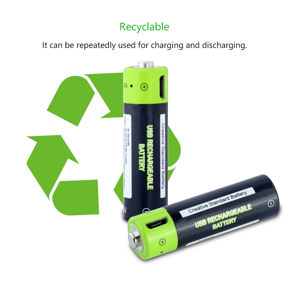 Aa Batterij 1.5V Lithium 1700Mah Aa Usb Li-Ion Batterij 1.85Wh Li-Polymeer Met Usb Oplaadbare + Usb kabel Charger Kit Voor Klokken