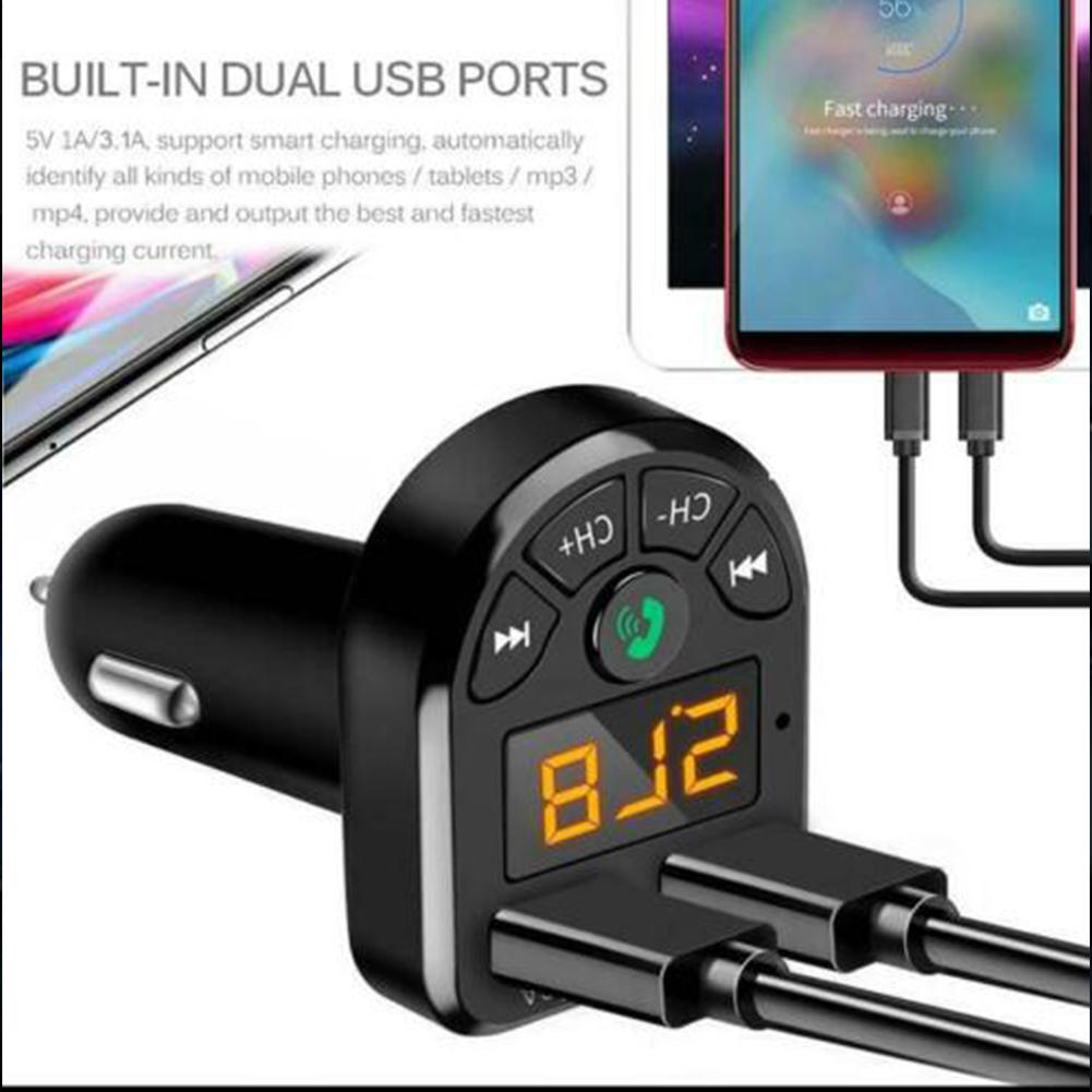 Car Bluetooth 5.0 Fm Transmitter Car Mp3 Player Wireless Handsfree Audio Receiver Dual USB Fast Charger 3.1A
