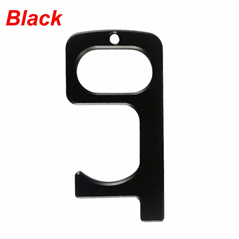 Porte ouverte aide Portable zéro contact Assistant sécurité sans contact en laiton porte-clés L4MF: Black