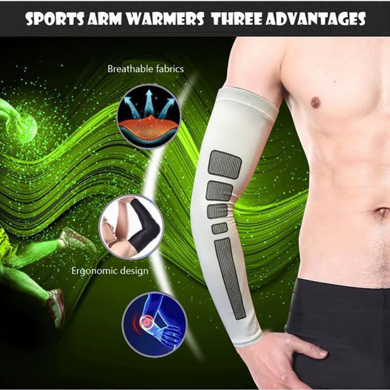 1Piece Sports Antiskid Silicone Men Women Anti UV Running Arm Sleeves Riding Cycling Arm Warmers Basketball Sport Elbow PadsS