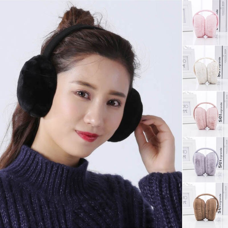 Hiver unisexe hiver cache-oreilles en peluche pliable couleur unie femmes hommes chauffe-oreilles Orejeras De Invierno