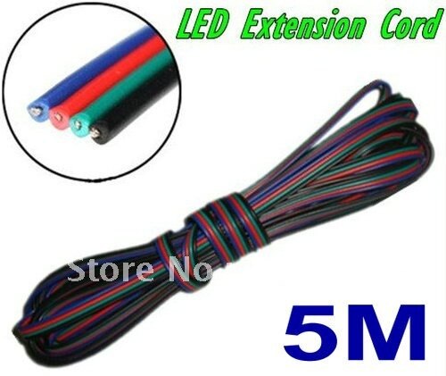 Câble LED RGB à 4 broches de 5M, rallonge pour bande lumineuse RGB à 5050/3528 LED, câble de connexion