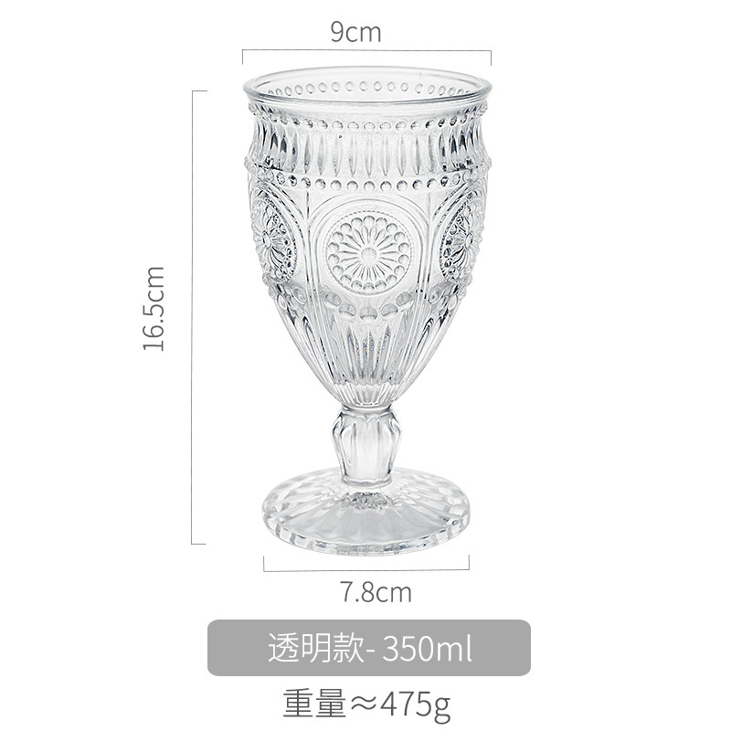 Large Outline In Gold Glass Cup Household Glass Tea Cup Nordic Transparent Relief Juice Glass Crystal Wine Glass Drinkware: B03 350ml