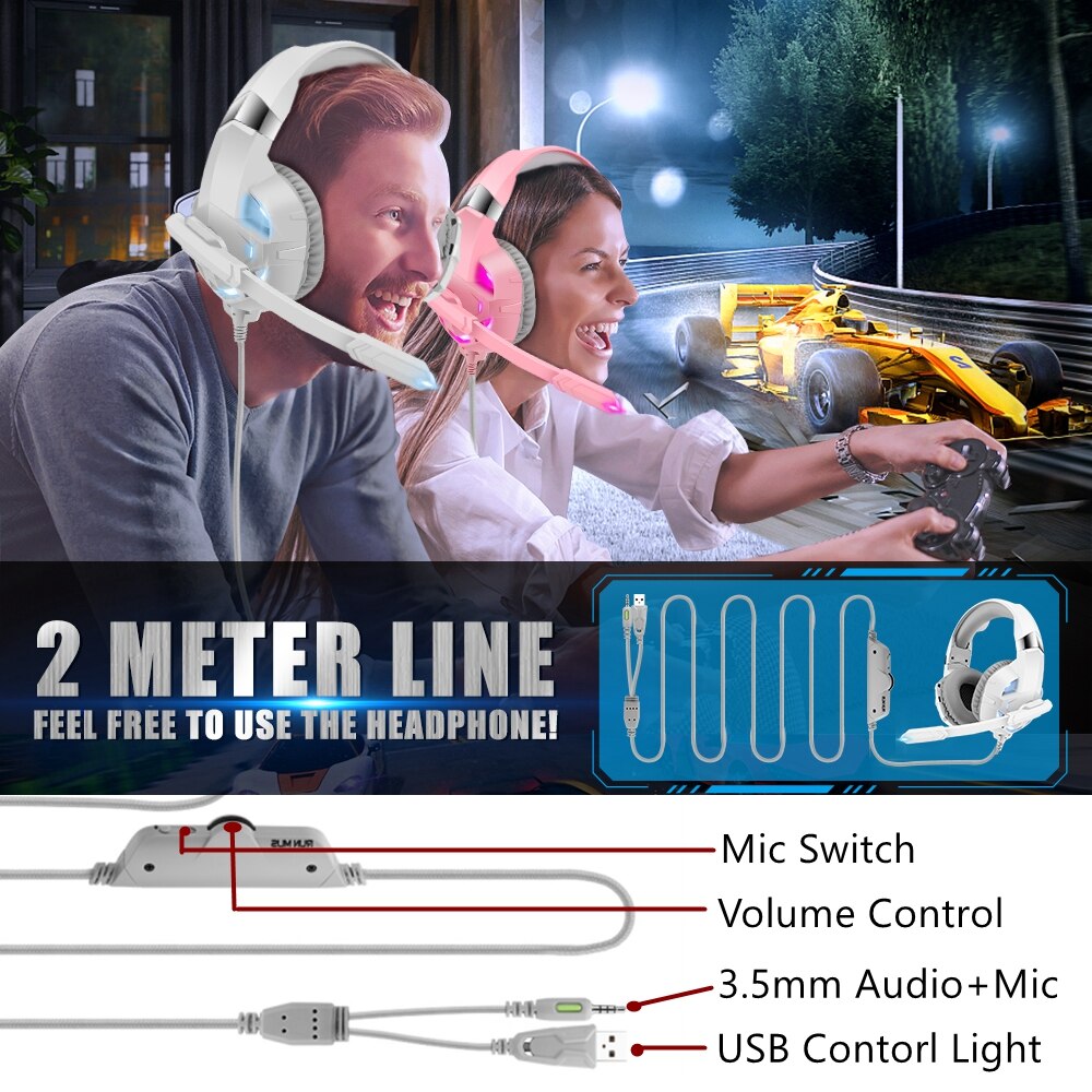 Super Bass Headset Gamer Hoofdtelefoon Computer Pc, over Ear 9D Stereo Telefoon Gaming Headset Met Microfoon Voor PS4 PS5 Xbox