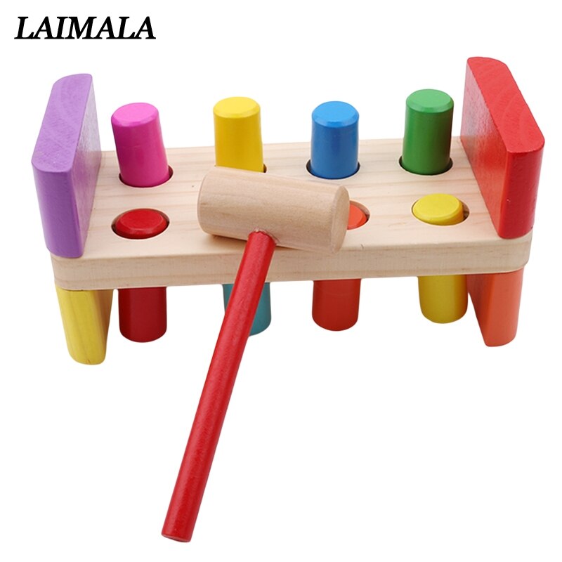 Houten Stampende Bench Met Hamer Kinderen Voorschoolse Speelgoed Multifunctionele Tool Onderhoud Doos Baby Moer Combinatie