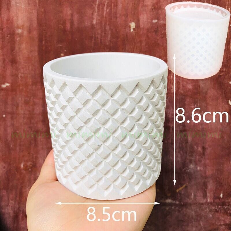 Pot de bougie rond avec couvercle, moule en béton et Silicone, récipient de bougie d&#39;aromathérapie, porte-stylo en plâtre de ciment: C-mold