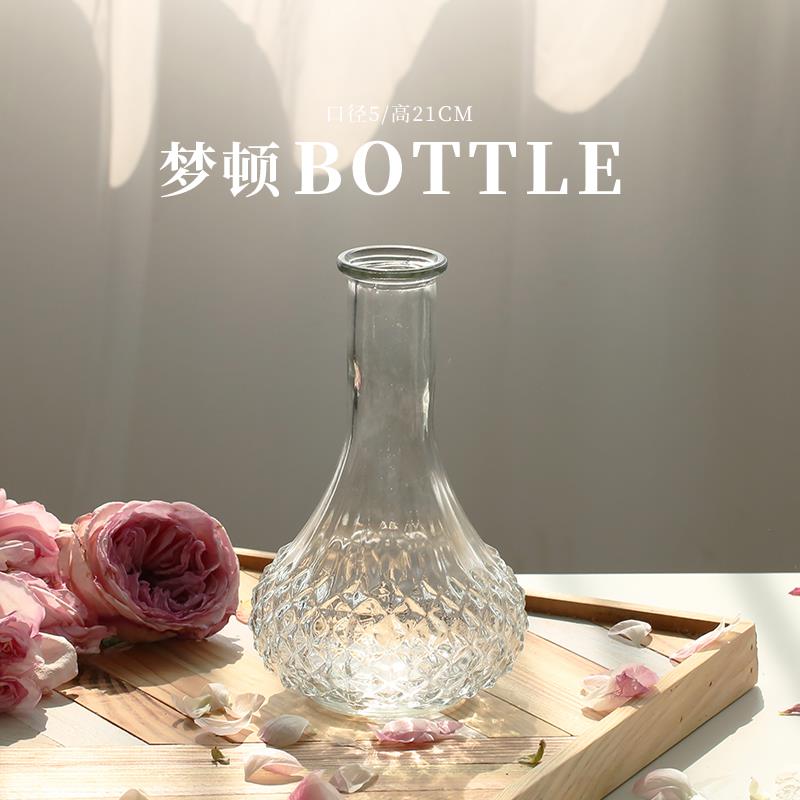 Maceta de estilo nórdico para decoración del hogar, Mini florero de vidrio, decoración transparente para sala de estar, romántico francés: J