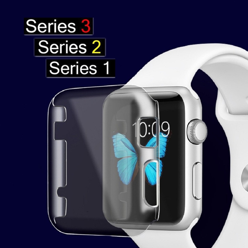 Coque ashei pour apple watch séries 3 et 2 et 1 , étui de protection ultra-mince en pc rigide, couverture complète transparente, accessoires pour iwatch