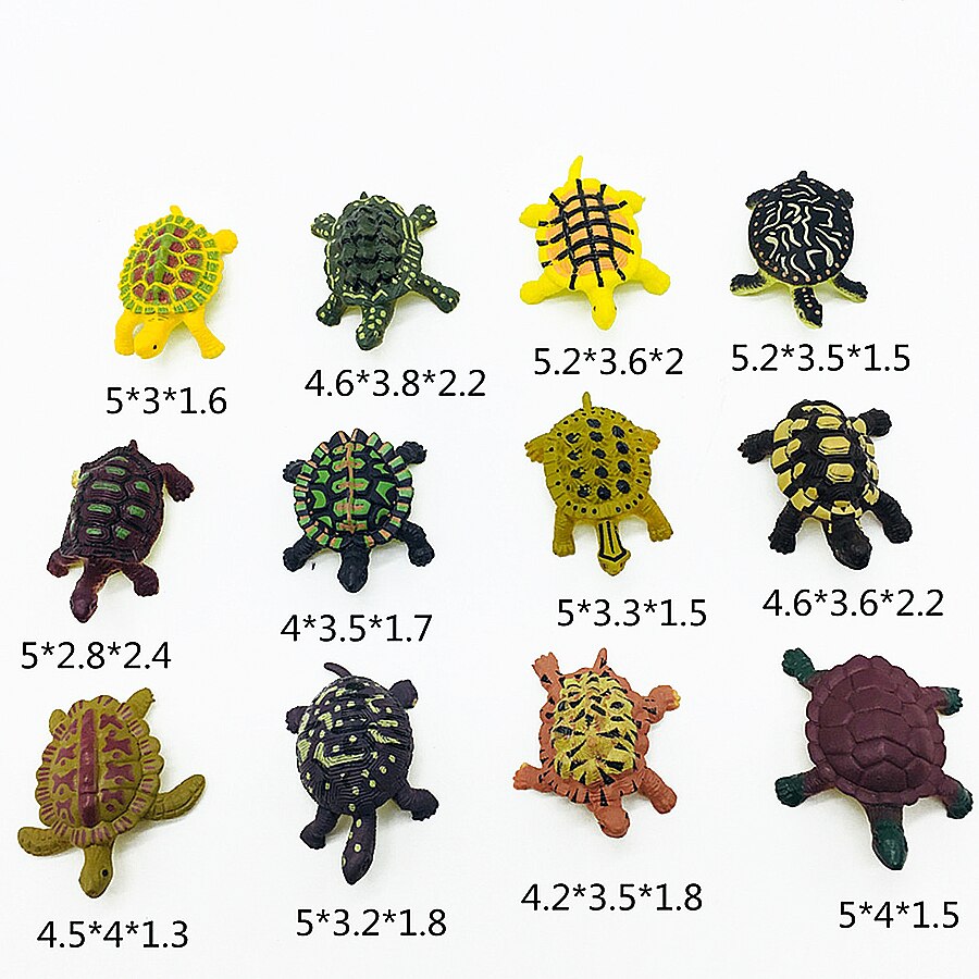 Realistische Plastic Zeeschildpad Levensechte Schildpadden Oceaan Dier Kleine Schildpad Beeldjes Voor Party Favor Decoratie Educatief Speelgoed: 12pcs total A