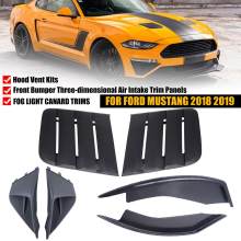 3D Air-Intake Trim Panel Decorative Plates+ Front Bumper Vent Winglets Fog Light Canard+ Hood Vent Kits For Ford-Mustang -19