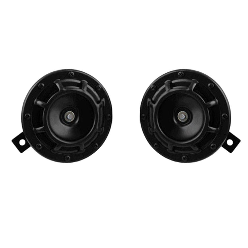 1 Pair 12V Waterproof Car SUV Truck High Low Tone Super Loud Horn Loudspeaker S: black