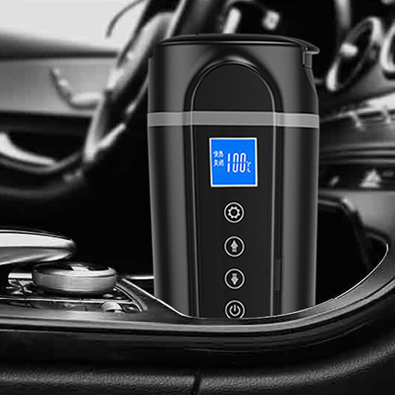 420Ml Rvs Auto Verwarming Cup 12V/24V Lcd Display Elektrische Water Cup Draagbare Waterkoker Koffie thee Melk Verwarmd
