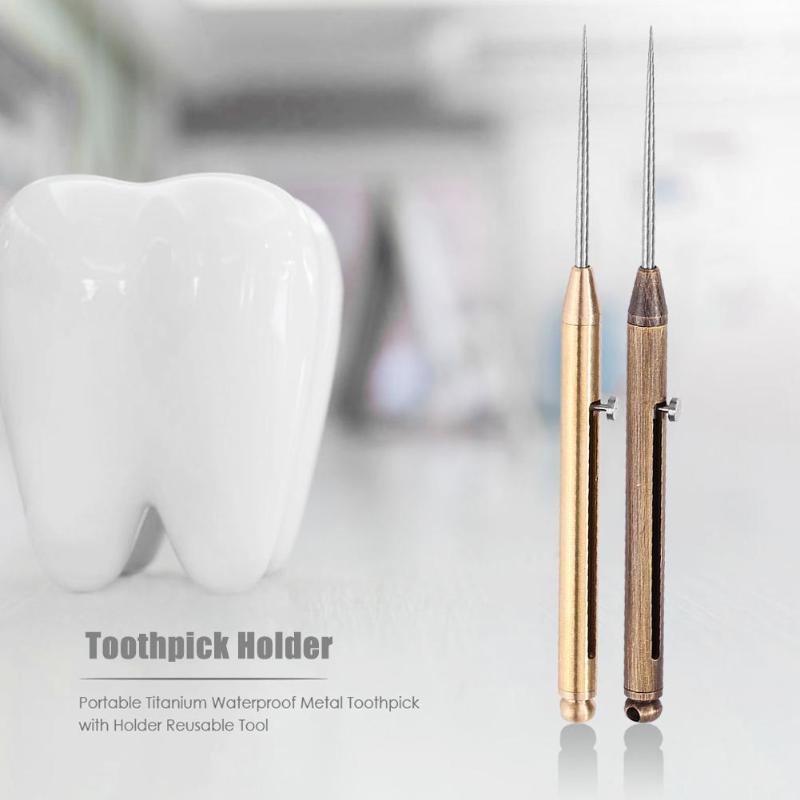 Bærbar tannpirker holder rote stativ titan legering  tc4 tannpirker utendørs camping applikasjon trykk-dra fjær tannpirker