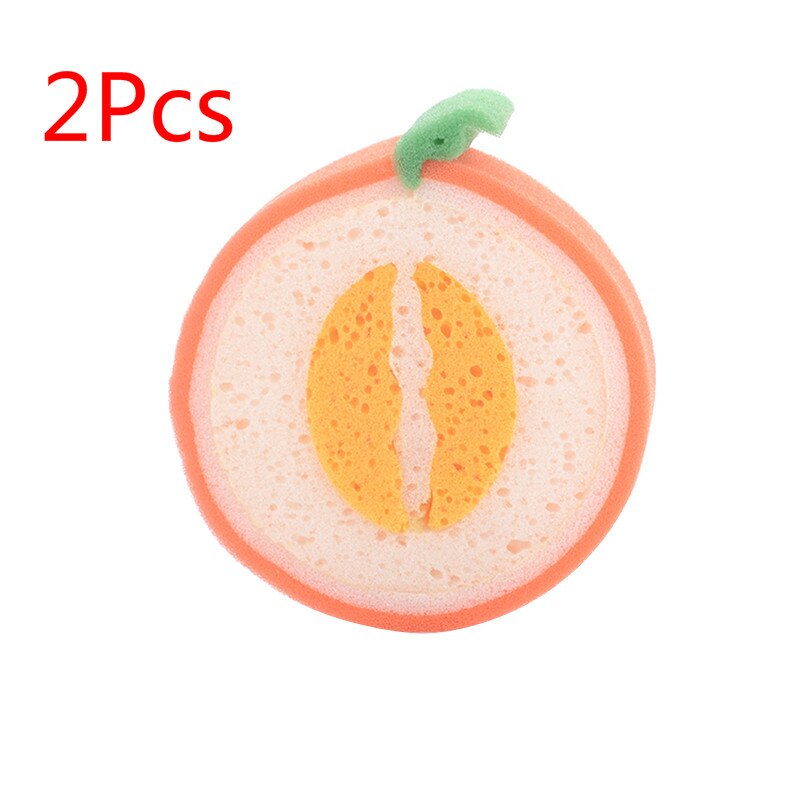 2Pcs Fruit Shape Cleaning Sponges Strawberry Hami Melon Sweet Orange Sponge Dishcloth Thickened Fruit Shape Sponge Dishcloth: 2Pcs 02