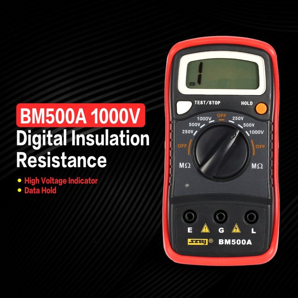 BM500A 1000V Digital Megger Auto Range Insulation Resistance ohm Meter Tester Megohmmeter Multimeter Voltmeter LED indication