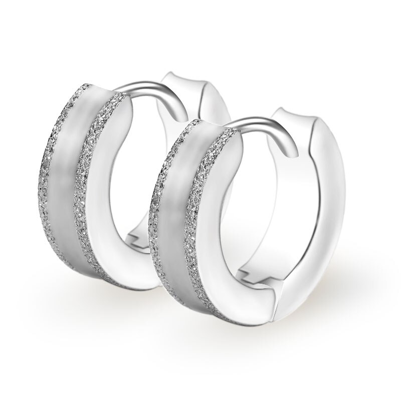 1Pair Men&#39;s Hoop Earrings Small Creoles Titanium 316L Surgical Steel Silver Gold Black 4x13mm Anti-allergic Punk Jewelry: silver