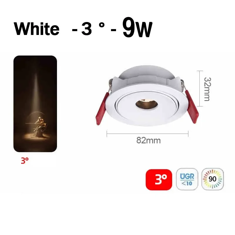 LED-Strahler, eingebettet, 5 W, 7 W, 9 W, kleiner Abstrahlwinkel 3 ° 8 ° 15 ° Grad Decke für Heimat Bild Kunst Museum Scheinwerfer: RGB / 4w