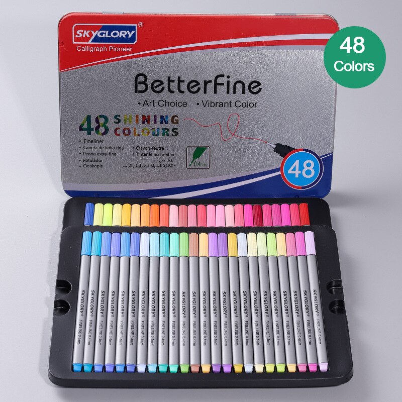 24/48/72/102 Kleuren Aquarel Markers Voor Tekening Set Viltstiften Voor Kinderen 0.4Mm Fijne tip Schetsen Markers Art Supplies: 48 Colors