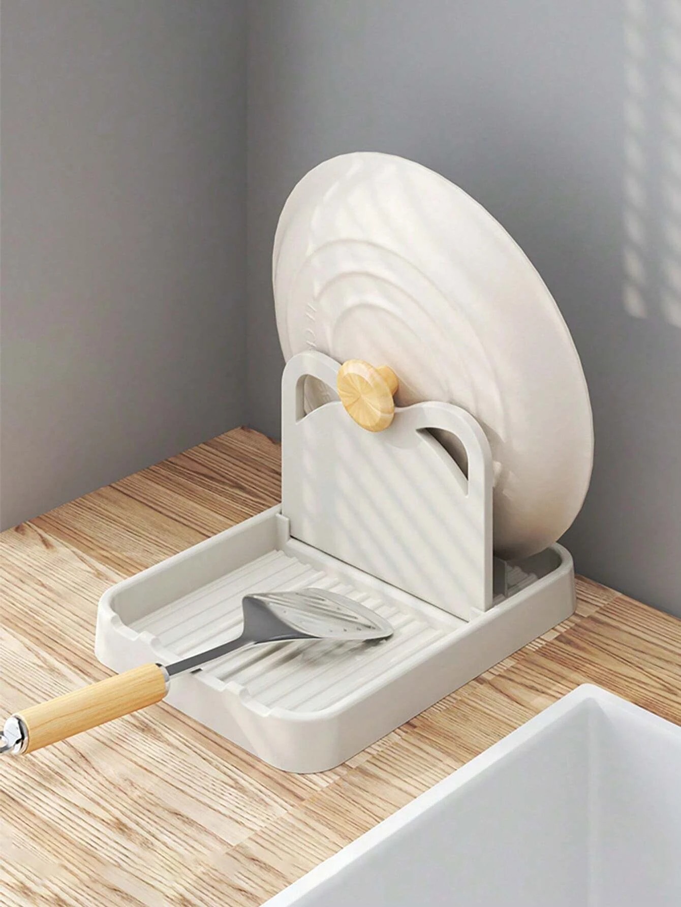Keuken Pot Cover Rack Aanrecht Pan Pot Deksel Houder Verticaal Opvouwbaar Wandmontage Lepel Opbergrek Pot Schop Opbergrek