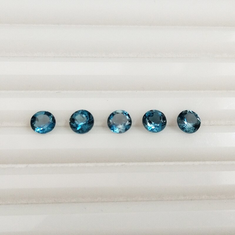 Wong Regen 1 PCS Natuurlijke 6 MM Ronde Natuurlijke Londen Blue Topaz Losse Edelsteen DIY Steen Decoratie Sieraden Veel bulk