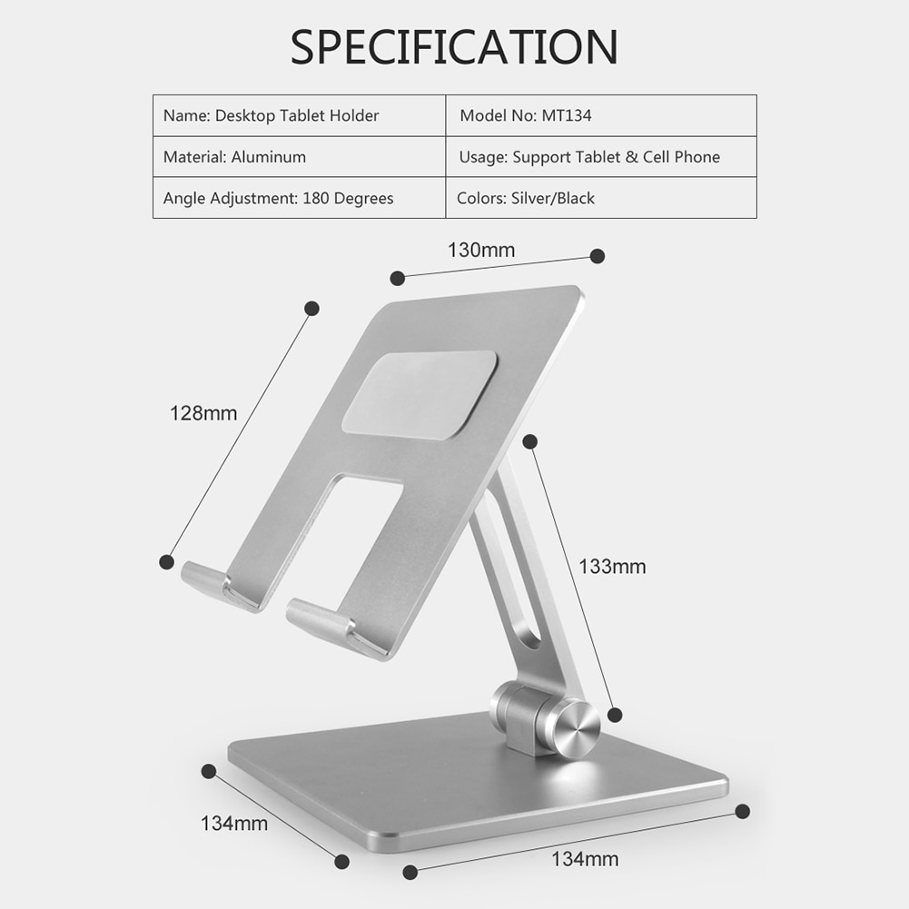 Tablet Stand Aluminum Desktop Adjustable Stand Foldable Phone Holder For iPad Pro 12.9 11 Air Mini iPhone Samsung Xiaomi